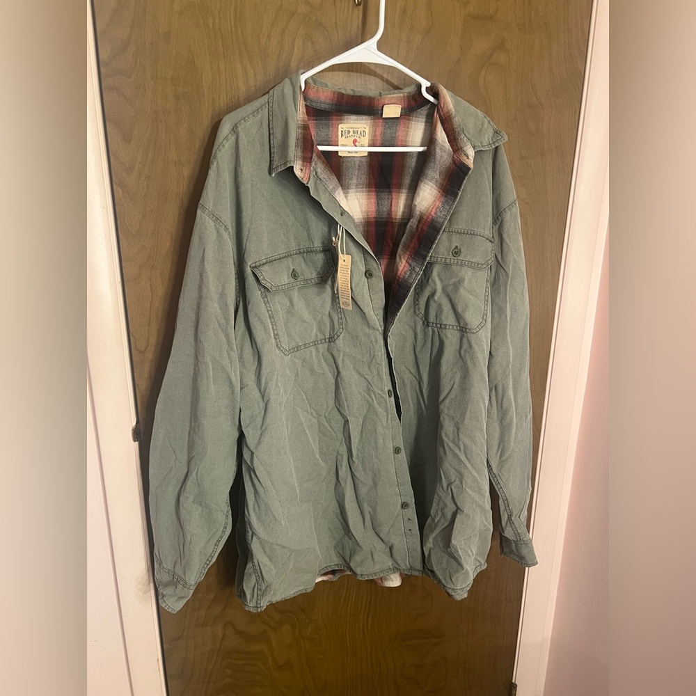 NWT Redhead Bass Pro Long Sleeve Shirt Jacket Plaid Lined size 2XL